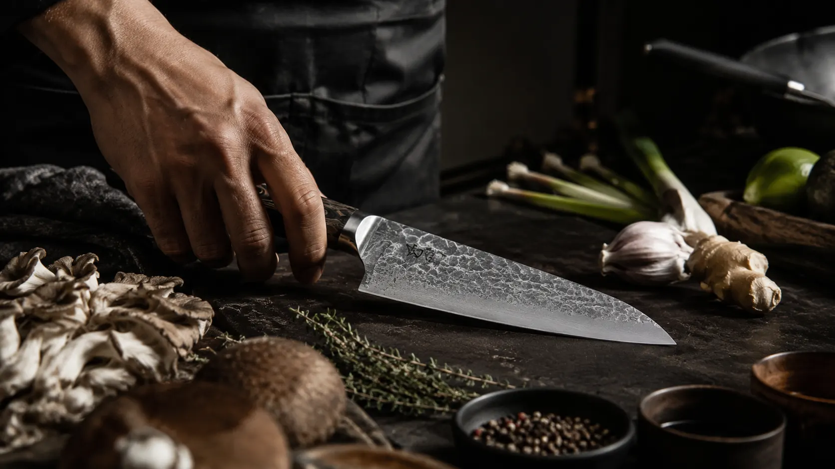 Cuchillo premium en cocina profesional